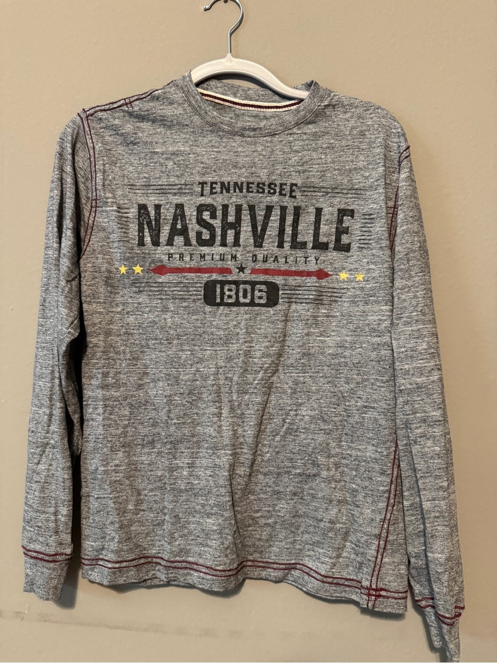 Nashville Tennessee Long Sleeve Graphic Tee - Gray
